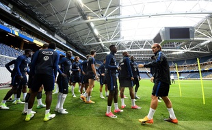 L'équipe de France à l'entraînement à la veille de Suède-France, le 8 juin 2017.