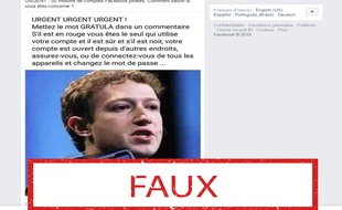 Non, taper le mot «gratula» ne signifie pas que votre compte Facebook est sécurisé.