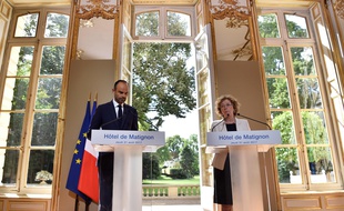 Le Premier ministre Edouard Philippe et la ministre du Travail Muriel Pénicaud le 31 août 2017 lors de la conférence de presse sur la réforme du Code du travail.