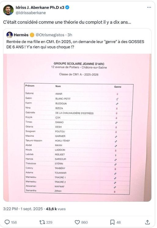 Le post X d’origine, retweeté par l’influenceur complotiste Idrisse Aberkane.