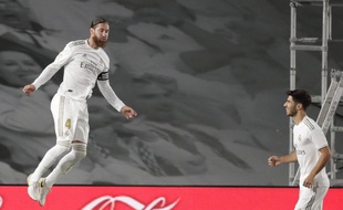 Sergio Ramos a inscrit le seul but du match lors de la victoire du Real Madrid contre Getafe, le 2 juillet 2020.