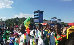 Les supporters sénégalais à la fan zone de Moscou, le 28 juin 2018.
