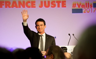 L'ancien Premier ministre Manuel Valls, lors d'un meeting à Boisseuil, en Haute Vienne, le 18 janvier 2017.