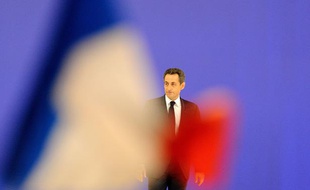 Nicolas Sarkozy durant son meeting de Villepinte, le 11 mars 2012.