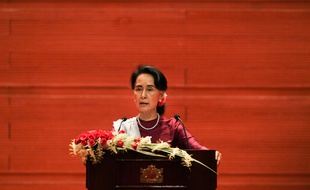 Aung San Suu Kyi lors de son discours, le 19 septembre 2017.