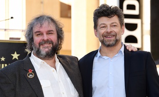 Peter Jackson et l'acteur Andy Serkis, qui interprète Gollum, à Hollywood en décembre 2014.