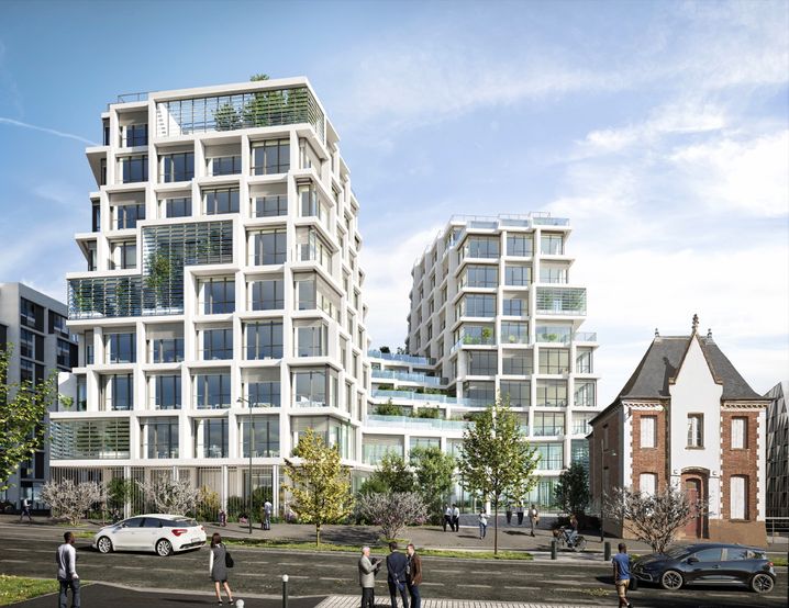 Le nouveau siège de la société Samsic se construit sur le bord de la rue de l'Alma, à Rennes. Il devrait être livré en 2027 et intégrera la vieille maison de l'Octroi.