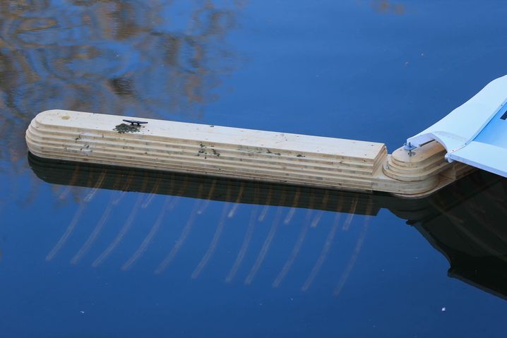 Dispositif H2ope pour capter les déchets plastiques dans les cours d'eau. Strasbourg le 14 février 2019.