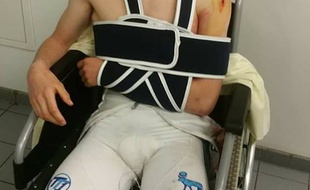 Clément Delcros, jeune cycliste blessé par balle, lors de son hospitalisation.