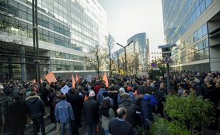 Manifestation d'employés d'Alstom à Levallois-Perret le 21 janvier 2016