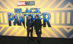 Le réalisateur Ryan Coogler et l'acteur Chadwick Boseman lors de l'avant-première de «Black Panther» à Londres en 2018