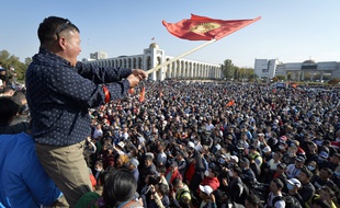 Manifestation à Bichkek au Kirghizstan, le 5 octobre 2020.