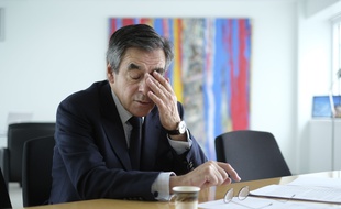 François Fillon, le 28 janvier 2017, dans son QG à Paris.