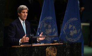 Le secrétaire d'Etat américain, John Kerry, à New York le 22 avril 2016