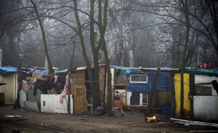 Un campement rom le 5 janvier 2015 à Champlan, près de Paris