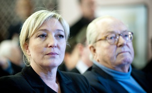 Le 21 fevrier 2012. Colloque sur l'Europe du Front National a l'espace Moncassin, 164 rue de Javel, en presence de Marine Le Pen et Jean-Marie Le Pen.
// Photo: V. WARTNER / 20 MINUTES