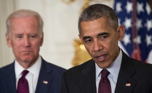 Le président américain Barack Obama et son vice-président Joe Biden, à la Maison Blanche, le 30 mars 2016