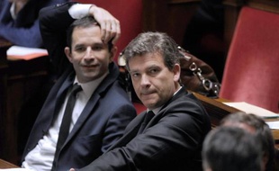Benoît Hamon et Arnaud Montebourg le 17 juin 2014 à l'Assemblée nationale à Paris
