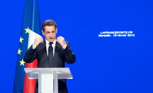 Nicolas Sarkozy en meeting à Marseille en février 2012.
