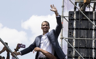 Le président par intérim du Venezuela Juan Guaido lors d'une manifestation le samedi 2 février 2019 à Caracas.