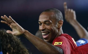 Thierry Henry, l'attaquant du FC Barcelone, lors de la victoire de son équipe face à Numancia (4-1)