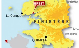 Carte de localisation de Brest (Finistère), où une fillette de 10 ans aurait mimé une tentative de suicide.