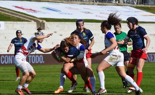 Les joueuses de l'équipe de France de rugby à VII, ici contre l'Espagne