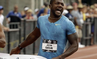 Justin Gatlin lors de sa victoire sur 200m aux championnats des Etats-Unis, le 28 juin 2015.