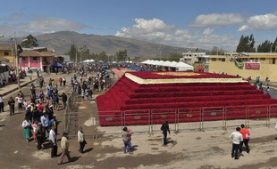 La pyramide de roses à Tabacundo en Equateur.