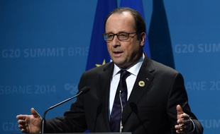 François Hollande lors d'une conférence de presse après le G20 à Brisbane, le 16 novembre 2014.