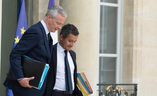 Bruno Le Maire et Gérald Darmanin à la sortie de l'Elysée.