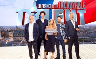 Visuel promo de la saison 12 de «La France a un incroyable talent» avec les jurés (de g. à dr.) Gilbert Rozon, Eric Antoine, Hélène Ségara et Kamel Ouali. Et l'animateur, David Ginola.