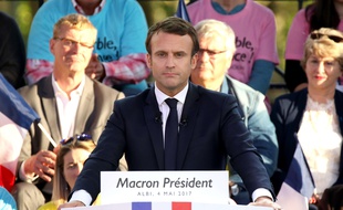 Emmanuel Macron en meeting à Albi jeudi 4 mai.