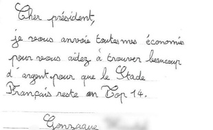 La lettre de Gonzague, 9 ans, adressée à Max Guazzini.