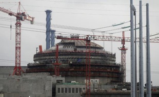 Vue du chantier de l'EPR à Flamanville, le 6 novembre 2014