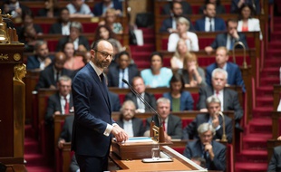 French prime minister, Edouard Philippe, pronounces a speech (declaration de politique generale) at French parliament (assemblee nationale ).