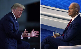 Donald Trump et Joe Biden se sont affrontés à distance sur deux chaînes de télévision concurrentes, le 15 octobre 2020.