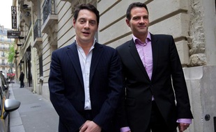 Jérôme Kerviel et son avocat David Koubbi à Paris le 27 avril 2012.