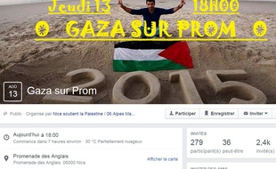 La page Facebook de l'événement Gaza sur Prom prévu à Nice ce jeudi 13 août
