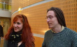 Adrien et Léa, qui étaient accusés de vol de denrées périmées, le 3 février 2015 à Montpellier.