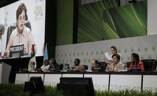 Les délégués lors d'une réunion au sommet de Cancun, au Mexique, le 1er décembre 2010.