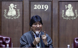 L'ancien président bolivien Evo Morales lors d'une conférence de presse le 27 novembre 2019 à Mexico.