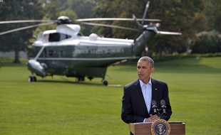 Barack Obama dans les jardins de la Maison Blanche le 9 août 2014.