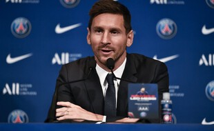 Messi, lors de sa première conf' de presse au PSG.