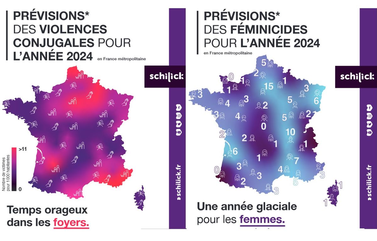 Une ville placarde une carte de France des féminicides