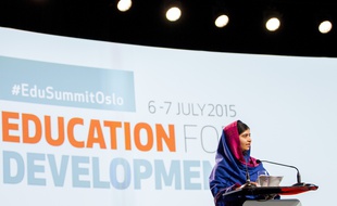 Malala Yousafzai, lauréate du prix Nobel de la paix, au sommet de l'Onu sur l'éducation à Oslo.