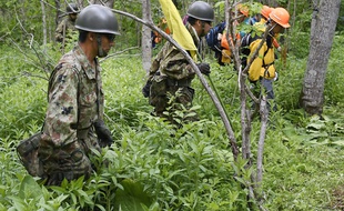Les Forces d'autodéfense japonaises à la recherche du petit garçon disparu en forêt à Hokkaido, le 2 juin 2016.