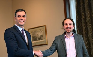 Le Premier ministre Pedro Sanchez (PSOE) et le leader de Podemos, Pablo Iglesias ont annoncé avoir trouvé un accord mardi 12 novembre 2019, après les législatives de dimanche 10 novembre 2019.