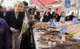 Marine Le Pen en déplacement à Nice (Alpes-Maritimes), le 31 mars 2012.