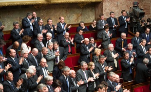 Ce sont encore majoritairement des hommes qui siègent à l'Assemblée nationale. Paris, FRANCE - 13/01/2014